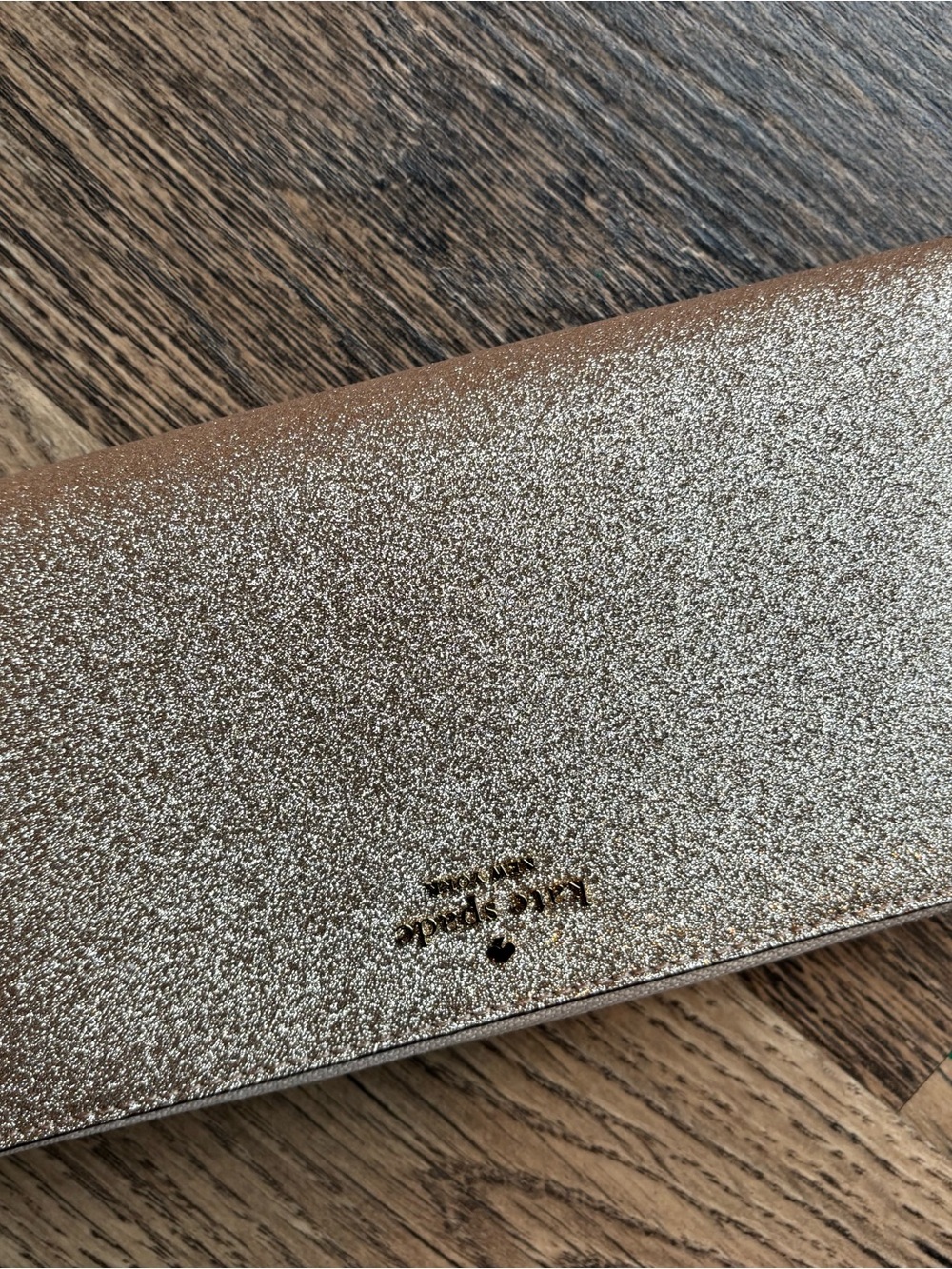 kate spade metallic gold glitter clutch wallet